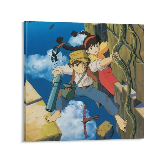 Castle in The Sky Japanese Anime Poster Picture Print Wall Art Poster Painting Canvas Posters Artworks Gift Room Aesthetic 28x28inch(70x70cm)