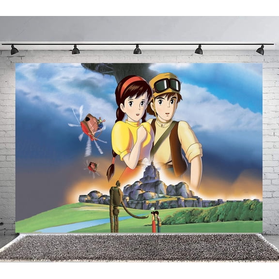 Castle in the Sky Backdrop Banner Party Supplies Poster Movie Theme Background for Photography Birthday Decorations