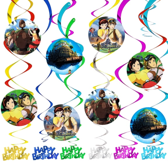 Castle in the Sky Party Decorations Hanging Swirl Sign Whirls Birthday Streamer Ceiling Decor Supplies 14 pcs