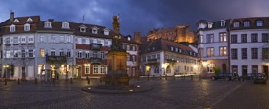 Castle in town square at dusk Kornmarkt Baden-Wurttemberg Germany Canvas Art - Panoramic Images (30 x 12)