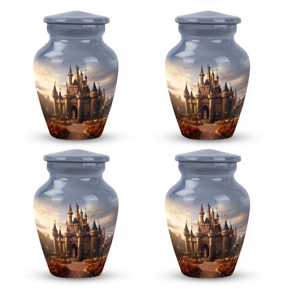 Castle of Dreams - Creamation Urns - Eternal Love Cremation Box - Unique Urn for Adult Ashes - Decorative and Durable - 3 Inch, Set Of 4