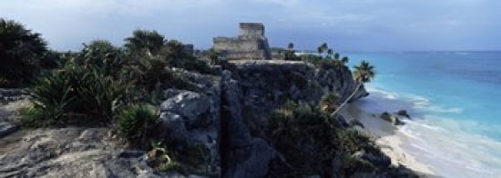 Castle on a cliff El Castillo Tulum Yucatan Mexico Canvas Art - Panoramic Images (36 x 13)