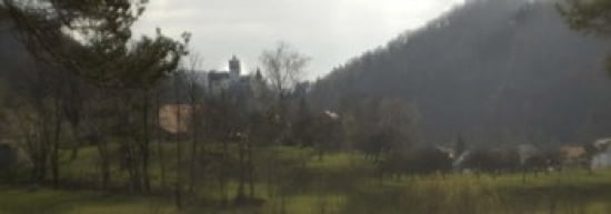 Castle on a hill Bran Castle Transylvania Romania Canvas Art - Panoramic Images (36 x 13)