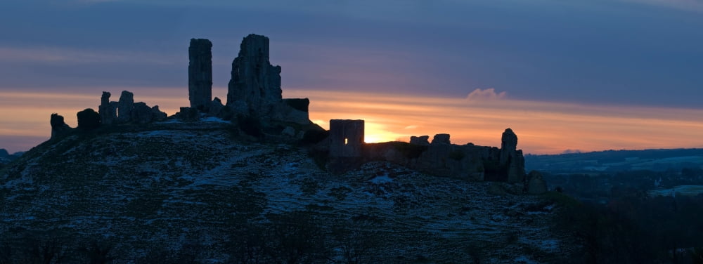 Castle on a hill Corfe Castle Dorset England Canvas Art - Panoramic Images (27 x 9)