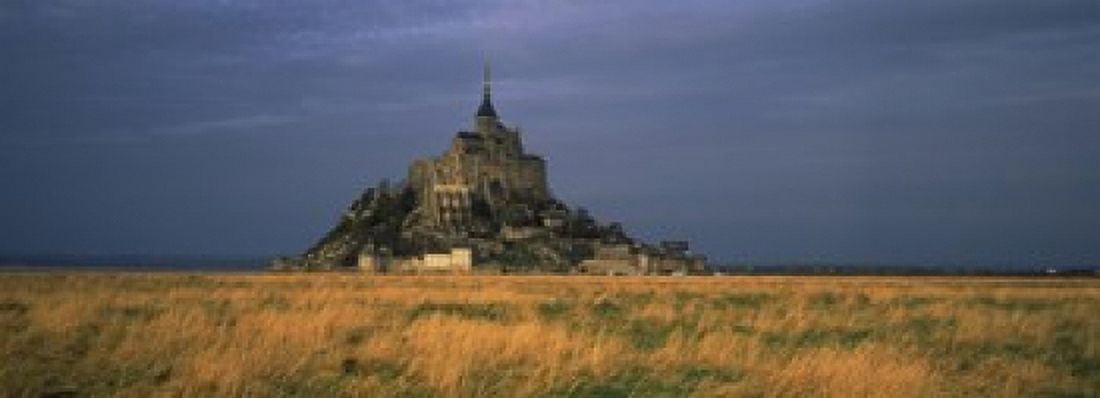 Castle on a hill Mont Saint-Michel Manche Normandy France Canvas Art - Panoramic Images (36 x 13)