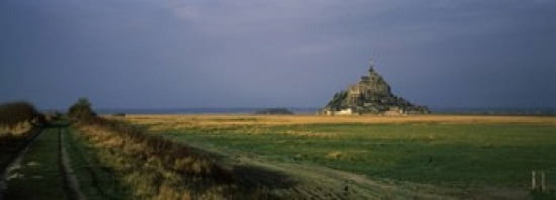 Castle on a hill Mont Saint-Michel Manche Normandy France Canvas Art - Panoramic Images (36 x 13)