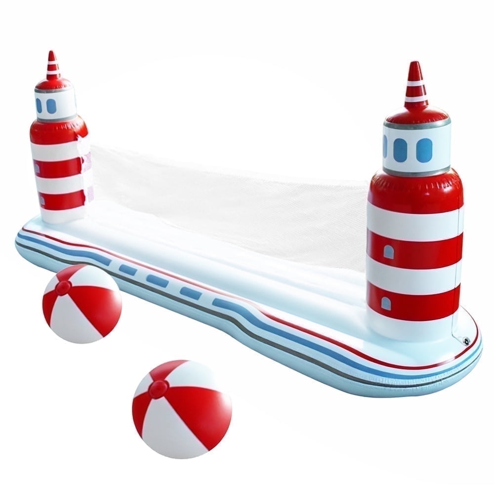 Pool Volleyball Game  Inflatable Pool Toys with Pool Volleyball & Pool Basketball Hoop, Summer Pool Game for Kids and Adults