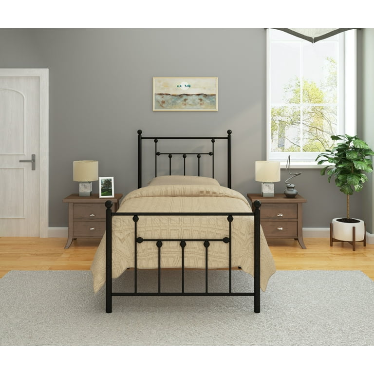 Golden Gate Beds Victorian Twin Size Black Iron Bed Frame with Headboard Footboard 1000 lbs Capacity Heavy Duty Metal Platform No Box Spring