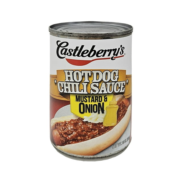 Castleberry’s Hot Dog Chili Sauce with Mustard and Onion, 10 oz Can
