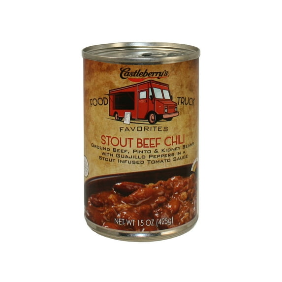 Castleberry's Food Truck Stout Beef Chili with Beans, 15 oz Can – Bold & Hearty Chili for Quick Meals