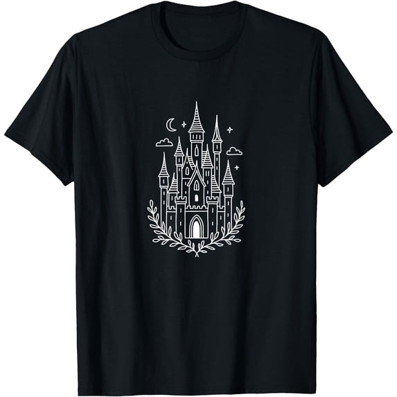 Castlecore Fairy Tale Castle Line Art Illustration T-Shirt - Walmart.com
