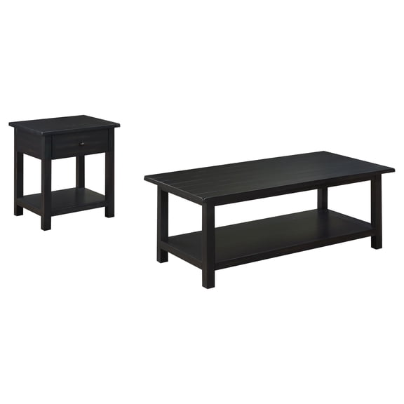 Castleton Distressed Java 2-Piece Coffee And 1-Drawer End Table Set