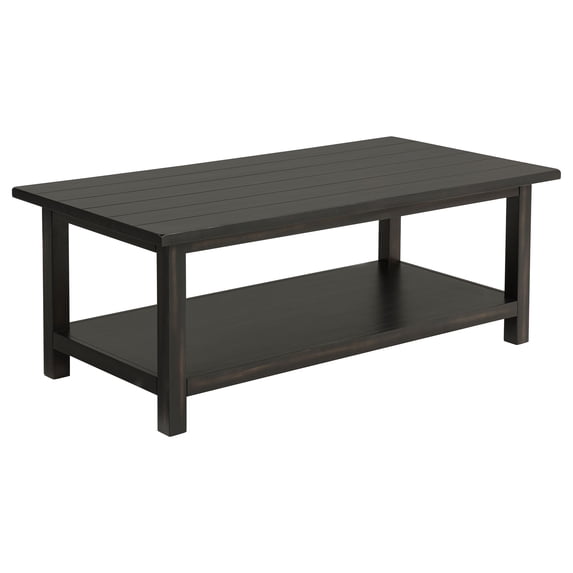 Castleton Distressed Java Wood Coffee Table with Shelf