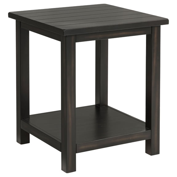 Castleton Distressed Java Wood End Table With Shelf