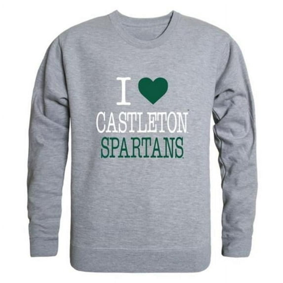 Castleton University Spartans I Love Crewneck Sweatshirt, Heather Grey - Medium