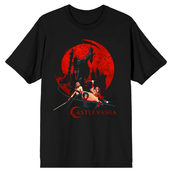 Castlevania Alucard, Trevor Belmont, and Sypha Belnades Men's Black Graphic Tee-Medium