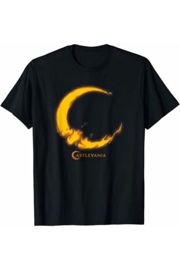 Castlevania Crescent Moon Fire Logo Graphic T-Shirt, Size S-5XL