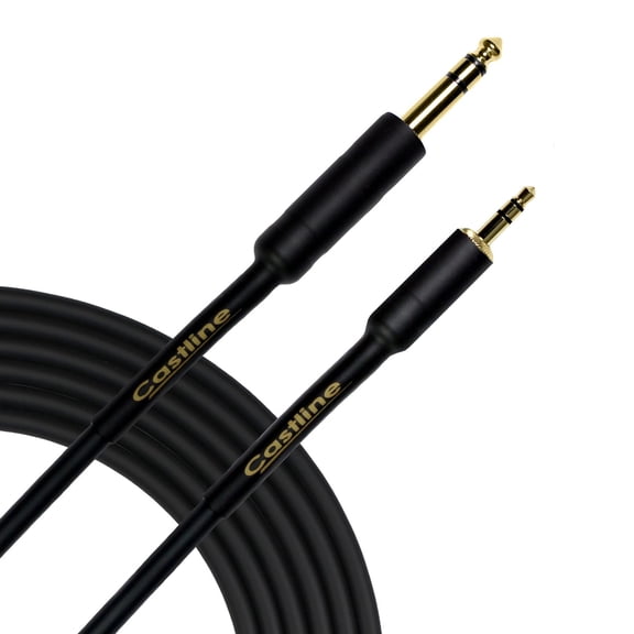 Castline Gold 1/4" TRS to 3.5mm TRS Straight Balanced Stereo Patch Cable Mogami 2549 (1 Ft)