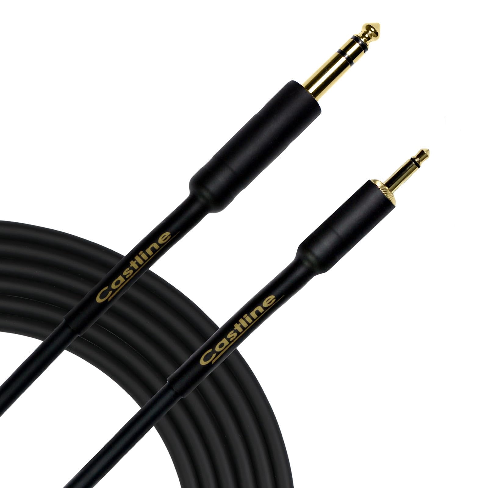 Castline Gold 1/4" TRS to 3.5mm TS Patch Cable Mogami 2549 (No Ring Connection) (2 Ft)