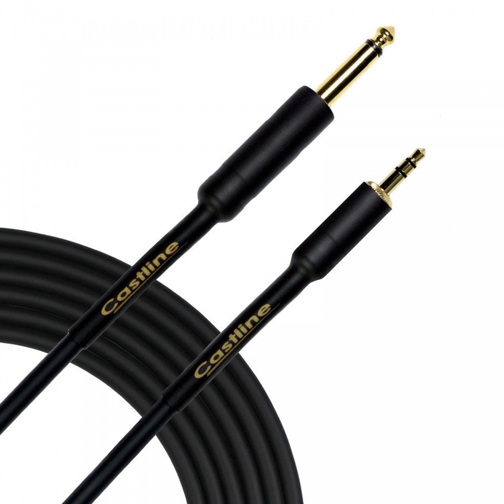 Castline Gold 3.5mm TRS to 1/4" TS Mogami 2549 Stereo to Mono Summing Cable with Resistors (1 Ft)