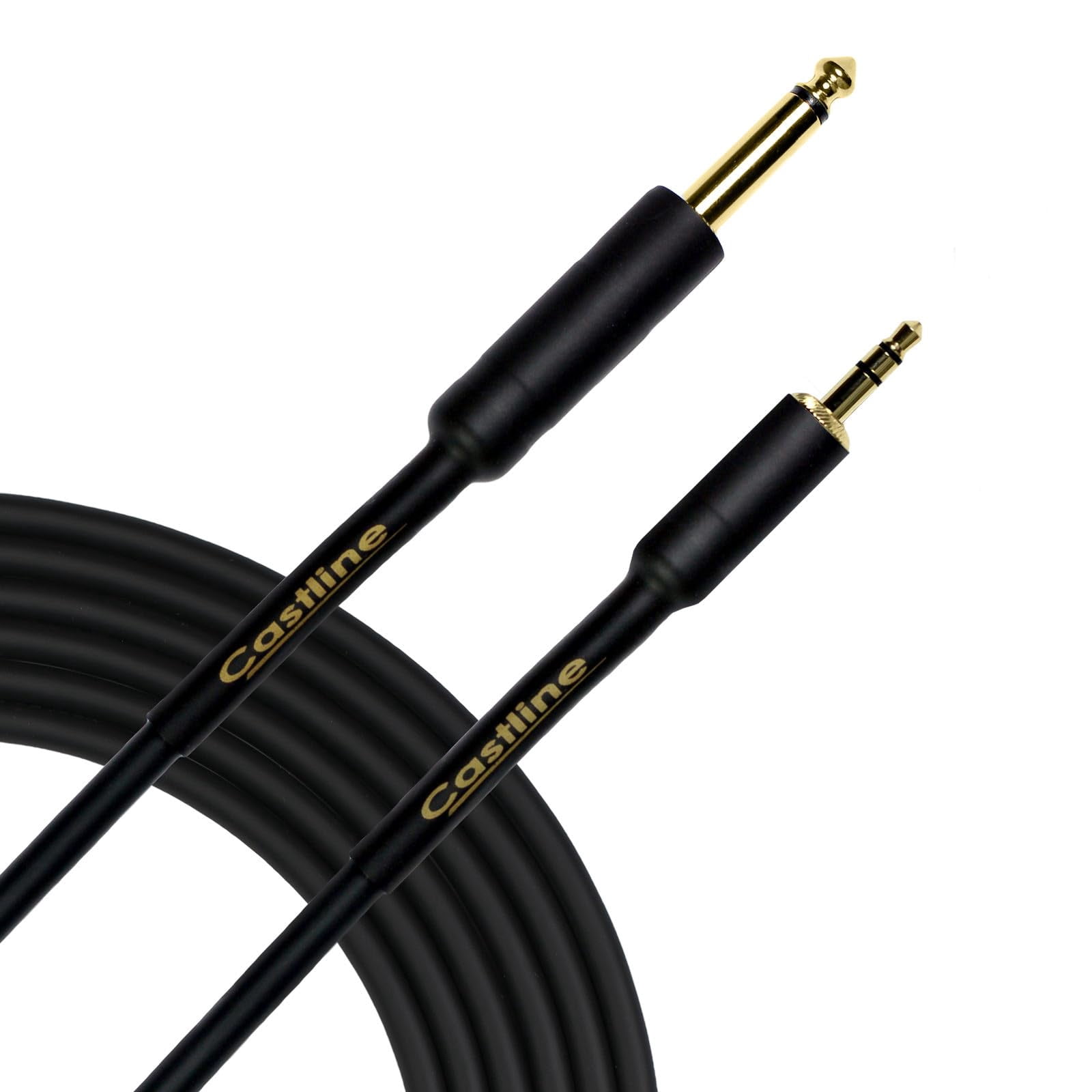 Castline Gold 3.5mm TRS to 1/4" TS Patch Cable Mogami 2549 (no Ring Connection) (2 Ft)