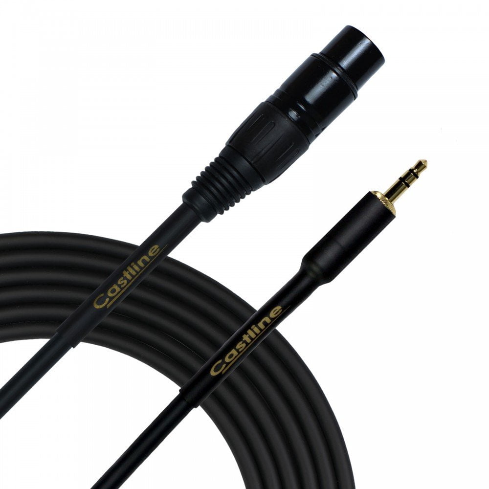 Castline Gold XLR Female to 3.5mm TRS Patch Cable Mogami Neglex 2549 (for use with Portable Players) (25 Ft)