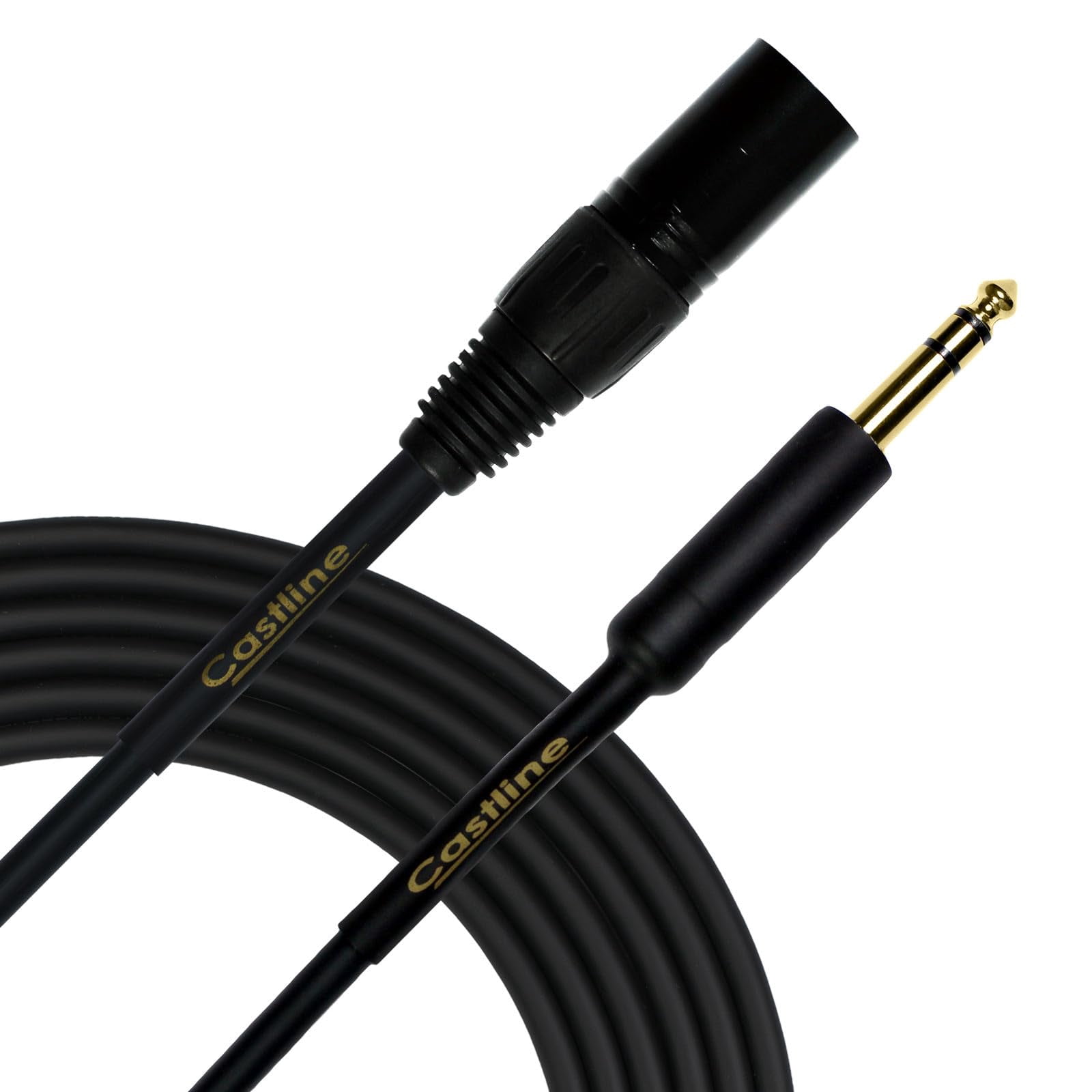 Castline Gold XLR Male to 1/4" TRS Patch Cable Mogami Neglex 2549 (20 Ft)