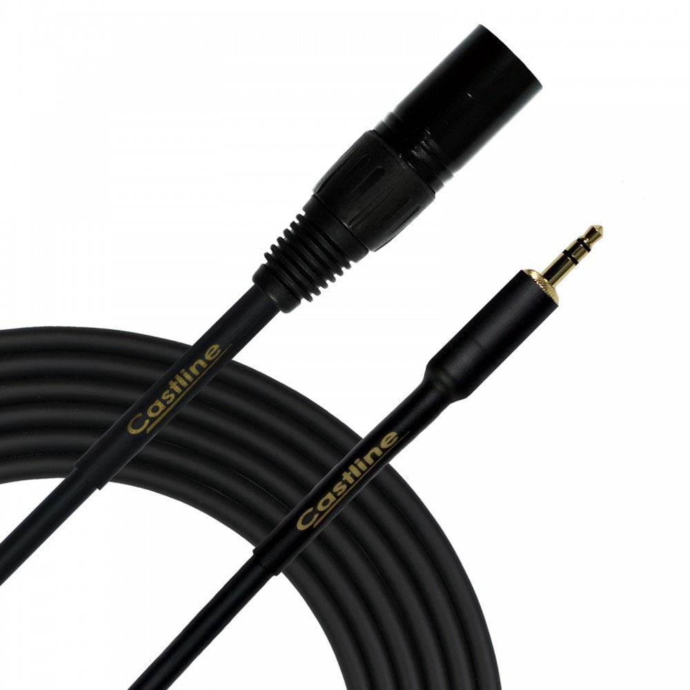 Castline Gold XLR Male to 3.5mm TRS Patch Cable Mogami Neglex 2549 (for use with Portable Players) (50 Ft)