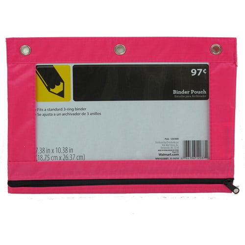 Castmate Solid Polyester Binder Pouch Pencil Case, Pink, 10.25" x 7.25