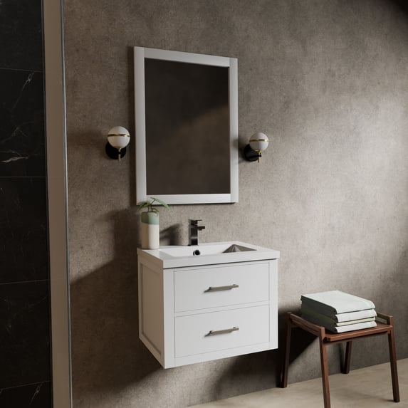 Castor 24 in W White Single Bath Vanity and Acrylic Top
