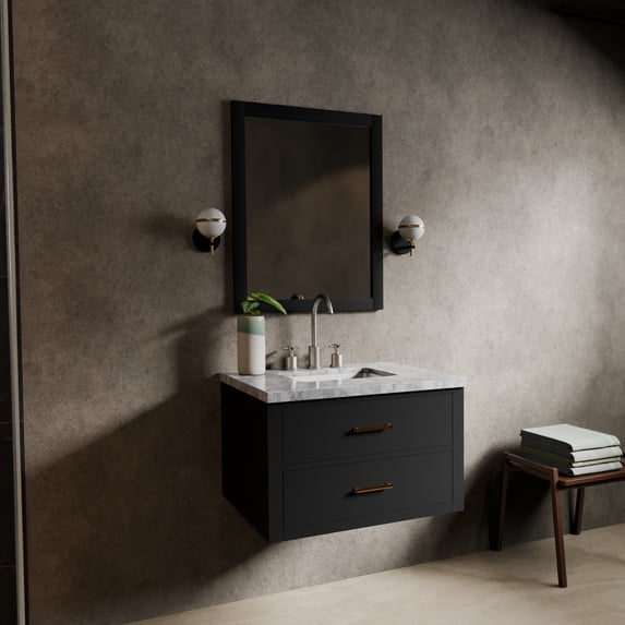Castor 30 in W Black Single Bath Vanity
