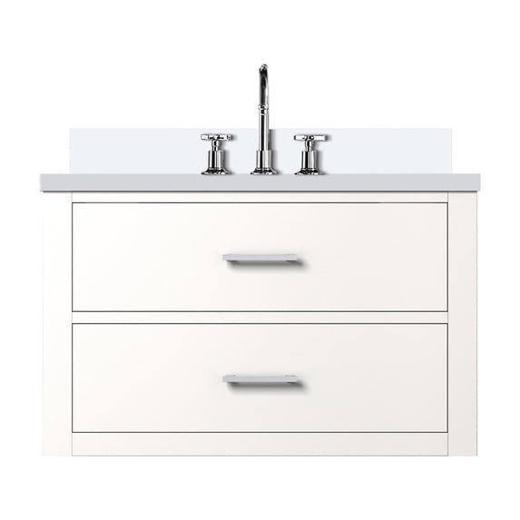 Castor 30 in W White Single Bath Vanity, Cultured Marble Top, and Faucet Set