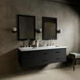thumbnail image 1 of Castor 60 in W Black Double Bath Vanity, White Quartz Top, Faucet Set, and 28 in Mirrors, 1 of 11
