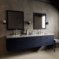 thumbnail image 1 of Castor 84 in W Blue Double Bath Vanity, Carrara Marble Top, and Faucet Set, 1 of 11
