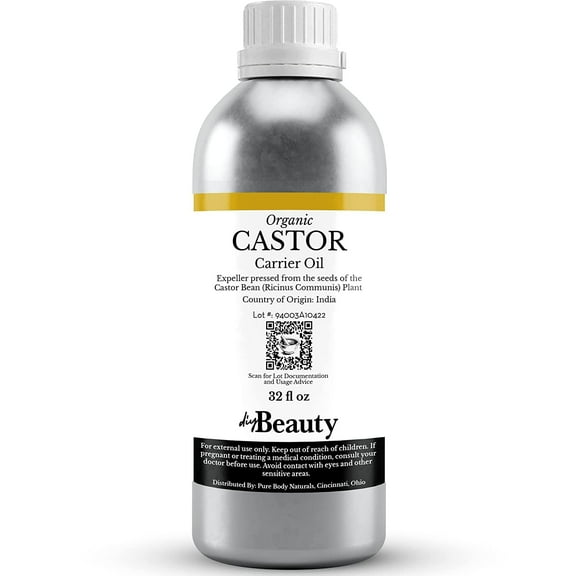 Castor Oil 32 fl oz - 100% Undiluted - Eyelashes, Eyebrows, and Hair by DIYBeauty