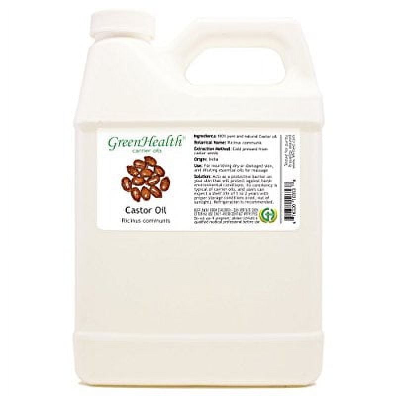 Castor Oil - 32 fl oz (946 ml) plastic jug w/ cap - 100% Pure Carrier Oil - GreenHealth
