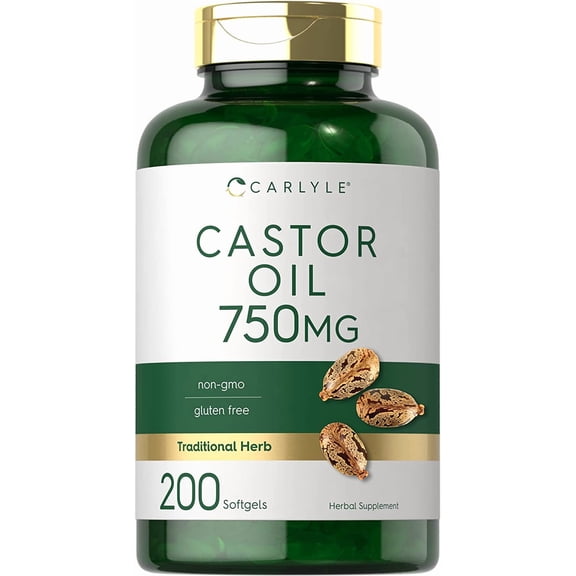 Castor Oil 750mg | 200 Softgel for Men and Women | Traditional Herb | by Carlyle