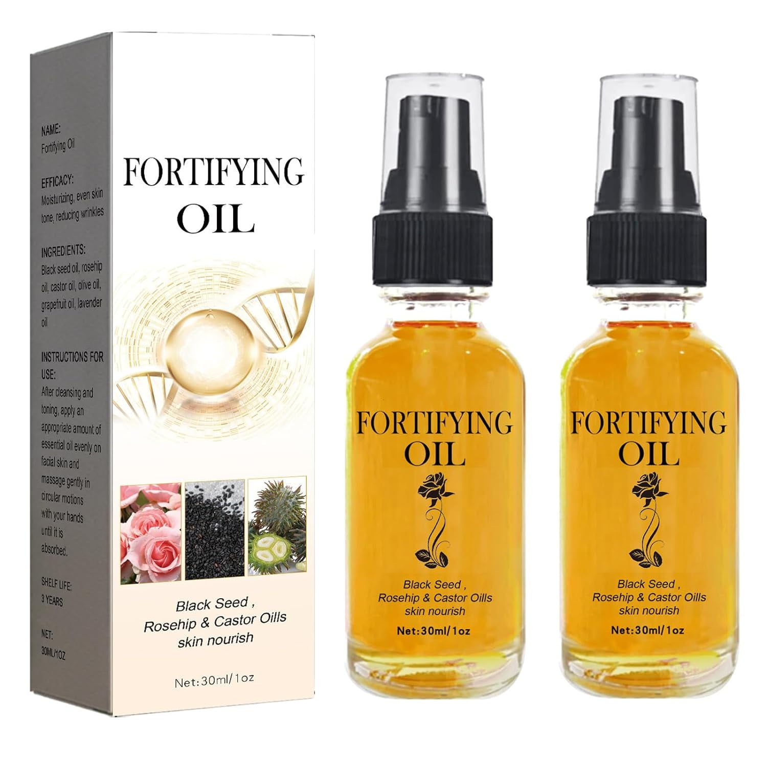 Castor Oil Black Seed Oil Rosehip Oil Face Serum, Lilinas Rosehip Oil Black Seed Oil and Castor