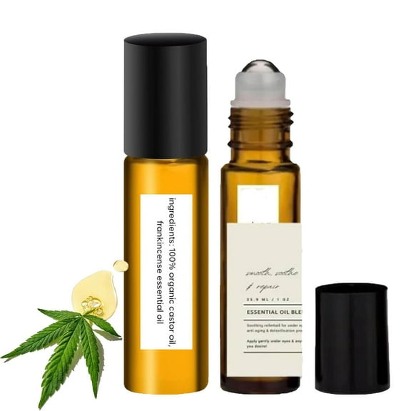 Castor Oil Eye Roller, Rollerball Castor Oil and Frankincense, Castor Oil Under Eye Roller, Reduce Dark Circles Wrinkles Under Eye Cream For Women & Men