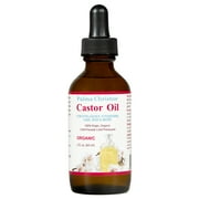 Castor Oil, Organic. 2 oz Dropper Bottle. Natural Hair Treatment Oil for Women and Men