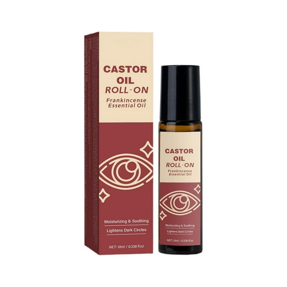 Castor Oil Roll for Dark Circles and Puffiness, Reduces Eye Bags, Refreshing and Moisturizing Eye Treatment, 10ml