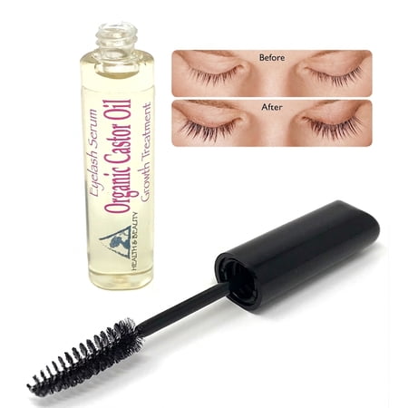 Castor Oil Stimulate Eyelash Enhancer & Beautiful Eyebrows, Fuller Eyelashes Organic 100% Pure Hexane Free Brow Treatment in Mascara Tube 0.34 OZ