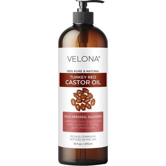 Castor Oil Turkey Red by Velona - 16 fl oz | 100% Pure and Natural Carrier Oil | Cold Pressed | Hair, Body and Skin Care | Use Today - Enjoy Results