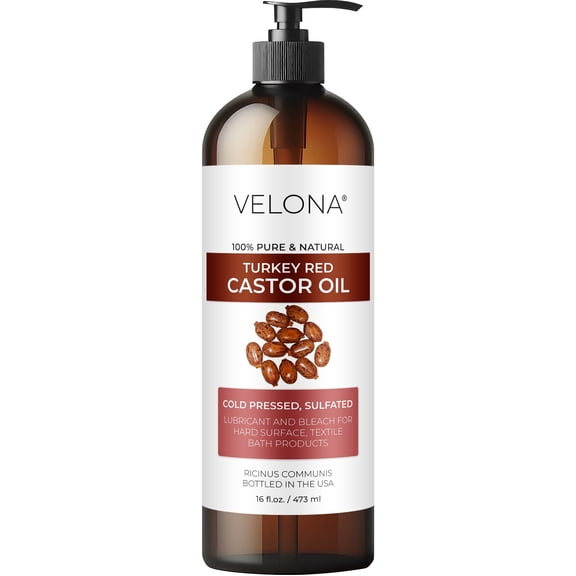 Castor Oil Turkey Red by Velona - 16 fl oz | 100% Pure and Natural Carrier Oil | Cold Pressed | Hair, Body and Skin Care | Use Today - Enjoy Results