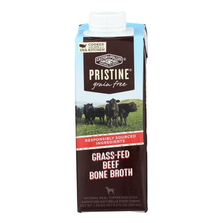 Pristine Castor and Pollux Pristine Grain Free Grass Fed Beef Bone Broth Dog Food, 8.4 Fluid Ounce -- 24 per case.