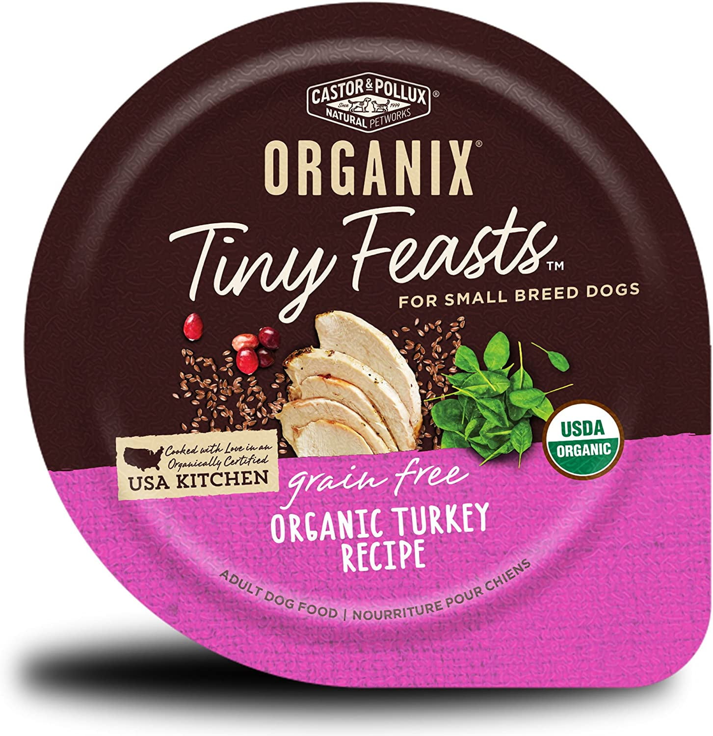 Castor Pollux Organix Tiny Feasts Grain Free Organic Turkey Recipe Dog Food Trays 3.5oz cans Pack of 12 Walmart