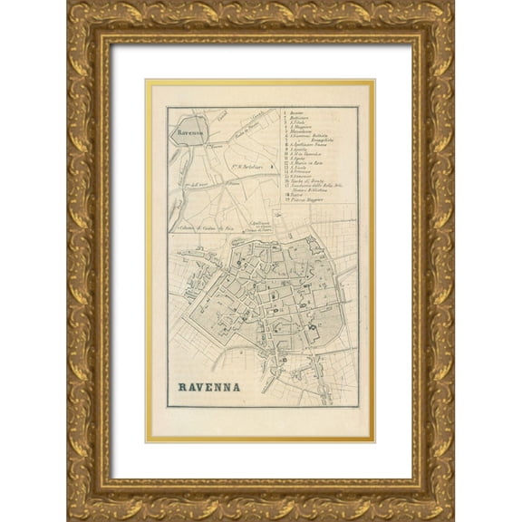 Castro 10x14 Gold Ornate Wood Framed with Double Matting Museum Art Print Titled - Ravenna Italy - Castro 1870