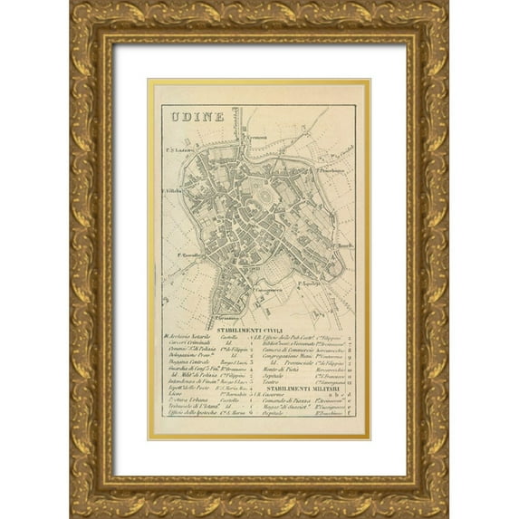 Castro 10x14 Gold Ornate Wood Framed with Double Matting Museum Art Print Titled - Udine Italy - Castro 1870