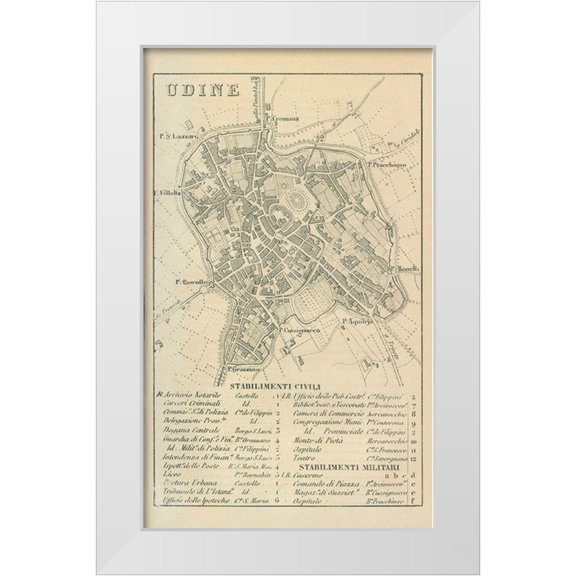 Castro 10x14 White Modern Wood Framed Museum Art Print Titled - Udine Italy - Castro 1870