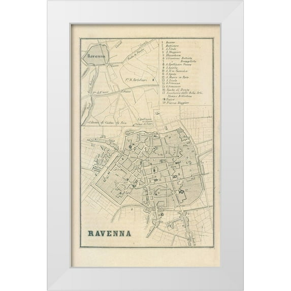 Castro 13x18 White Modern Wood Framed Museum Art Print Titled - Ravenna Italy - Castro 1870